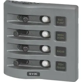4374 Blue Sea Systems Weatherdeck Water Resistant Circuit Breaker Panel-4 Position-grey