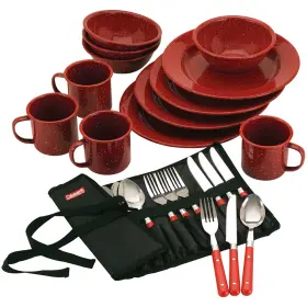 2000016407 Coleman 24-piece Speckled Enamelware Cook Set - Red