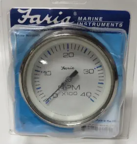 33818 Faria Chesapeake #33818 White Ss 4 Inch Tachometer - 4000 Rpm Diesel Mag Pick-up