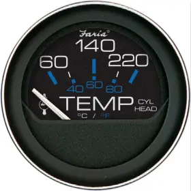 13009 Faria Beede Instruments Coral 2 Inch Cylinder Head Temperature Gauge 60-120 Degree F With Sender