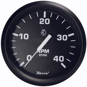 Faria Beede Instruments 32803 Euro Black 4 Inch Tachometer - 4000 Rpm Diesel Magnetic Pick-up