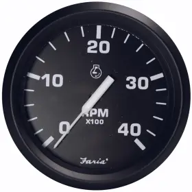 32803 Faria Beede Instruments Euro Black 4 Inch Tachometer - 4000 Rpm Diesel Magnetic Pick-up