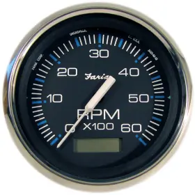 Hourmeter-6000 Faria Beede Instruments 33732 Chesapeake Black 4 Inch Tachometer With Rpm Gas Inboard Hourmeter-6000 Faria Beede Instruments 33732 Chesapeake Black 4 Inch Tachometer With Rpm Gas Inboard