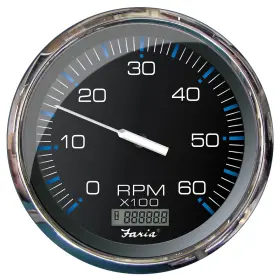 Hourmeter-6000 Faria Beede Instruments 33763 Chesapeake Black 5 Inch Tachometer With Digital Rpm Gas Inboard