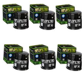 Hiflofiltro Hf740x6 Hf740 Oil Filter 6-pack Black Replaces Yamaha 69j-13440