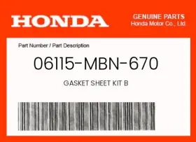 06115-mbn-670 Honda Genuine Gasket Sheet Kit B -
