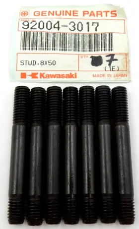 92004-3017 Kawasaki Set Of 7 Nos Oem Studs Factory Parts 8x50 Js440/js550