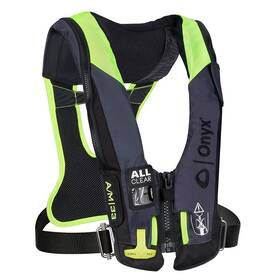 Onyx Outdoor 134300-701-004-21 Impulse A/m 33 All Clear With Harness Auto/manual Inflatable Life Jacket-grey
