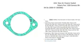 5830062 Polaris Oem Air Cleaner Gasket 4pk