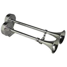 12428 Schmitt & Ongaro Marine And Deluxe All-stainless Dual Trumpet Horn - 24v