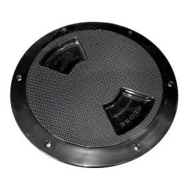 336367-1 Sea-dog Quarter-turn Textured Deck Plate With Internal Collar - Black 6 Inch