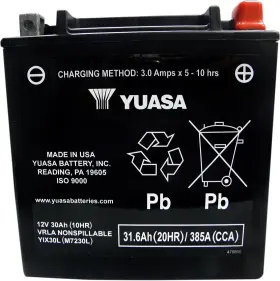 Yix30l-bs-pw Yuasa Yuam6230xpw Agm High Performance Maintenance Free Battery