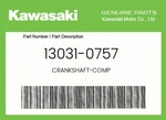 Kawasaki Genuine Crankshaft-comp 13031-0757 New. Price: $728.27.