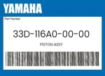 Yamaha Genuine Piston Assy 33D-116A0-00-00 New. Price: $186.39.