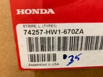 Fits Honda Motorcycle Powersports Stripe L. (TYPE1) Pt# 74257-HW1-670ZA New. Price: $51.20.