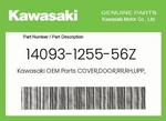 Kawasaki Genuine Cover,door,rr,rh,upp,graystone 14093-1255-56Z New. Price: $104.92.