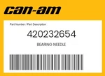 Can-am Genuine Bearing Needle 420232654 New. Price: $21.72.