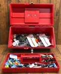 Toolbox Full Of Audio Video Parts & Pieces Plugs Adaptors Speaker Mic Rc Repairs Used. Price: $40.00.